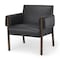 Homeroots 30" Black and Dark Brown Faux Leather and Solid Wood Arm Chair 606016 - alternate 1