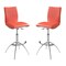 Homeroots Set of Two Orange and Silver Faux Leather and Metal Low Back Adjustable Height Bar Chairs, 2PK 555028 - alternate 1