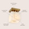 Jonathan Y Alessia 5" 1-Light Modern Contemporary Alabaster/Iron Cube LED Semi Flush Mount, White Marbling/Brass JYL1202A - alternate 5