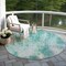 Homeroots 8' Teal Blue Peach And Ivory Round Abstract Washable Indoor Outdoor Area Rug 615886 - alternate 4