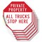 Signmission Private Property All Trucks Stop He, 4 inch X 4 inch, Vinyl Decal, 5PK OC-D-5PACK-4-150 - alternate 1