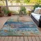 Homeroots 5' X 8' Teal Blue Orange And Beige Abstract Washable Indoor Outdoor Area Rug 631456 - alternate 6