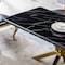 Homeroots 63" Black and Gold Marble and Metal Cross Leg Base Dining Table 602325 - alternate 4