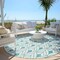 Homeroots 8' Teal Blue And Ivory Round Geometric Washable Indoor Outdoor Area Rug 595777 - alternate 2