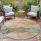Homeroots 8' Orange And Gray Round Abstract Washable Indoor Outdoor Area Rug 631841 - alternate 2