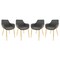 Leisuremod Markley Modern Leather Dining Arm Chair with Gold Metal Legs, Charcoal Black, 4PK ECG26BL4 - alternate 1