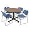 Regency Round Kobe Breakroom Table W/ 4 Zeng Stack Chairs, 48 in W, 48 in L, Noble Oak TKB48RNDNO44BE - alternate 1