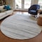 Homeroots 8' Gray Silver And Blue Round Striped Washable Indoor Outdoor Area Rug 597249 - alternate 5