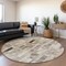 Homeroots 8' Taupe And Gray Round Striped Washable Indoor Outdoor Area Rug 615526 - alternate 4