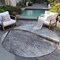 Homeroots 8' Gray Chocolate And Silver Round Abstract Washable Indoor Outdoor Area Rug 582256 - alternate 6