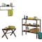 Homeroots Antique Chestnut Finished Wooden Stool Bench 380053 - alternate 4