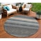 Homeroots 8' Taupe Beige And Pewter Round Striped Washable Indoor Outdoor Area Rug 614847 - alternate 1