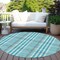 Homeroots 8' Teal Blue Ivory And Brown Round Plaid Washable Indoor Outdoor Area Rug 601520 - alternate 2
