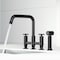 Vigo Cass Two-Handle Widespread Bridge Kitchen Faucet with Side Sprayer in Matte Black VG02051MB - alternate 4