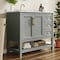 Flash Furniture Vega 42in. Vanity w/Sink, Cabinet w/Gold Hardware, Open Shelf & 3 Drawers, Marble Counter, Gry/Wht FS-VEGA42-GY-HDGLD-GG - alternate 6