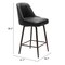 Homeroots 26" Black And Bronze Faux Leather And Steel Counter Height Swivel Bar Chair 555747 - alternate 6