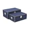 Homeroots Set of Two Navy Blue Wood Fabric And Metal Box With Lid, 2PK 489387 - alternate 3