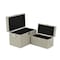 Homeroots Set of Two Beige Solid Wood And Fabric Box With Lid, 2PK 489398 - alternate 1