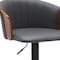 Homeroots Gray and Black Faux Leather with Metal Swivel Adjustable Height Bar Chair 534427 - alternate 4