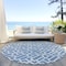 Homeroots 8' Denim Blue And Ivory Round Geometric Washable Indoor Outdoor Area Rug 594847 - alternate 6