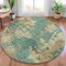 Homeroots 8' Teal Blue And Beige Round Abstract Washable Indoor Outdoor Area Rug 630707 - alternate 1