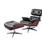 Homeroots 35" Black and Dark Brown Genuine Leather Tufted Swivel Lounge Chair With Ottoman 526372 - alternate 1