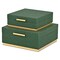 Homeroots Set of Two Green And Gold Striped Square Nesting Storage Boxes With Lids, 2PK 712927 - alternate 6