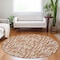 Homeroots 8' Terra Cotta Tan And Ivory Round Abstract Washable Indoor Outdoor Area Rug 602535 - alternate 5