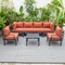 Leisuremod Chelsea 7-Piece Patio Sectional And Coffee Table Set Black Aluminum With Orange Cushions CSTBL-7OR - alternate 4