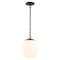 Vaxcel Linden 1-Light Matte Black Mid-Century Modern Globe Pendant Light with Opal Glass Shade P0455 - alternate 1