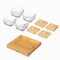 Basicwise Set of 4 Square Glass Jars with Bamboo Lids and Wooden Tray - Square Charcuterie, Snack QI004711.4 - alternate 5