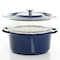Kenmore Elite Oak Park 5 Quart Enameled Cast Iron Casserole with Lid and Glass Steamer in Blue 126364.03 - alternate 5