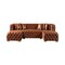 Homeroots Tufted Orange Velvet Modular U Shaped Sofa and Chaise Sectional With Toss Pillows 642273 - alternate 1