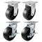 Hyw Products Heavy Duty Caster Set 6in Plastic Wheels, 2 Rigid & 2 Swivel with Brake, 4PK 40-60R-A1-HP-2,40-60S-A1-HP-TB-2 - alternate 1