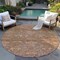 Homeroots 8' Brown And Tan Round Damask Washable Indoor Outdoor Area Rug 603373 - alternate 5