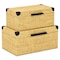 Homeroots Set of Two Natural And Black Faux Rattan Nesting Storage Boxes With Lids, 2PK 712930 - alternate 4