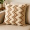 Homeroots 22" Tan And White Zigzag Linen Throw Pillow Cover with Embroidery 608172 - alternate 1