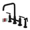 Kingston Brass Bridge Kitchen Faucet with Brass Sprayer, Matte Black KS8280CKLBS - alternate 1