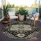 Homeroots 8' Black Gray And Ivory Round Oriental Washable Indoor Outdoor Area Rug 600140 - alternate 4
