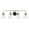 Jonathan Y Shirley 34" 4-light Farmhouse Industrial Metal LED Vanity Light w/Seeded Glass Globe Shades, Brass Go JYL7406B - alternate 6