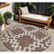 Homeroots 8' Brown And Ivory Round Geometric Washable Indoor Outdoor Area Rug 593758 - alternate 1