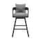 Homeroots 34" Dark Gray Metal Swivel Low back Outdoor Counter Height Bar chair with Footrest 571166 - alternate 5