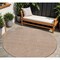 Homeroots 8' Brown And Beige Round Geometric Washable Indoor Outdoor Area Rug 594415 - alternate 1