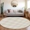 Homeroots 8' Ivory And Beige Round Plaid Washable Indoor Outdoor Area Rug 595405 - alternate 7