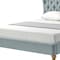 Homeroots Blue Solid Wood King Tufted Upholstered Linen Bed 544875 - alternate 4
