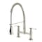 Kingston Brass Double-Handle Deck-Mount Pre-Rinse Bridge Kitchen Faucet, Polished Nickel GS1276BPL - alternate 1