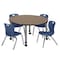 Regency Round Kee Mobile Adjustable Classroom Table W/ 4 Andy Chairs, 48 in W, 48 in L, Noble Oak TB48RNDNOAPCGY45NV - alternate 1