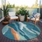 Homeroots 8' Teal Blue Copper And Ivory Round Abstract Washable Indoor Outdoor Area Rug 601010 - alternate 5