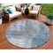 Homeroots 8' Blue Gray And Ivory Round Abstract Washable Indoor Outdoor Area Rug 603613 - alternate 1