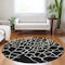 Homeroots 8' Black And Beige Round Abstract Washable Indoor Outdoor Area Rug 601106 - alternate 6